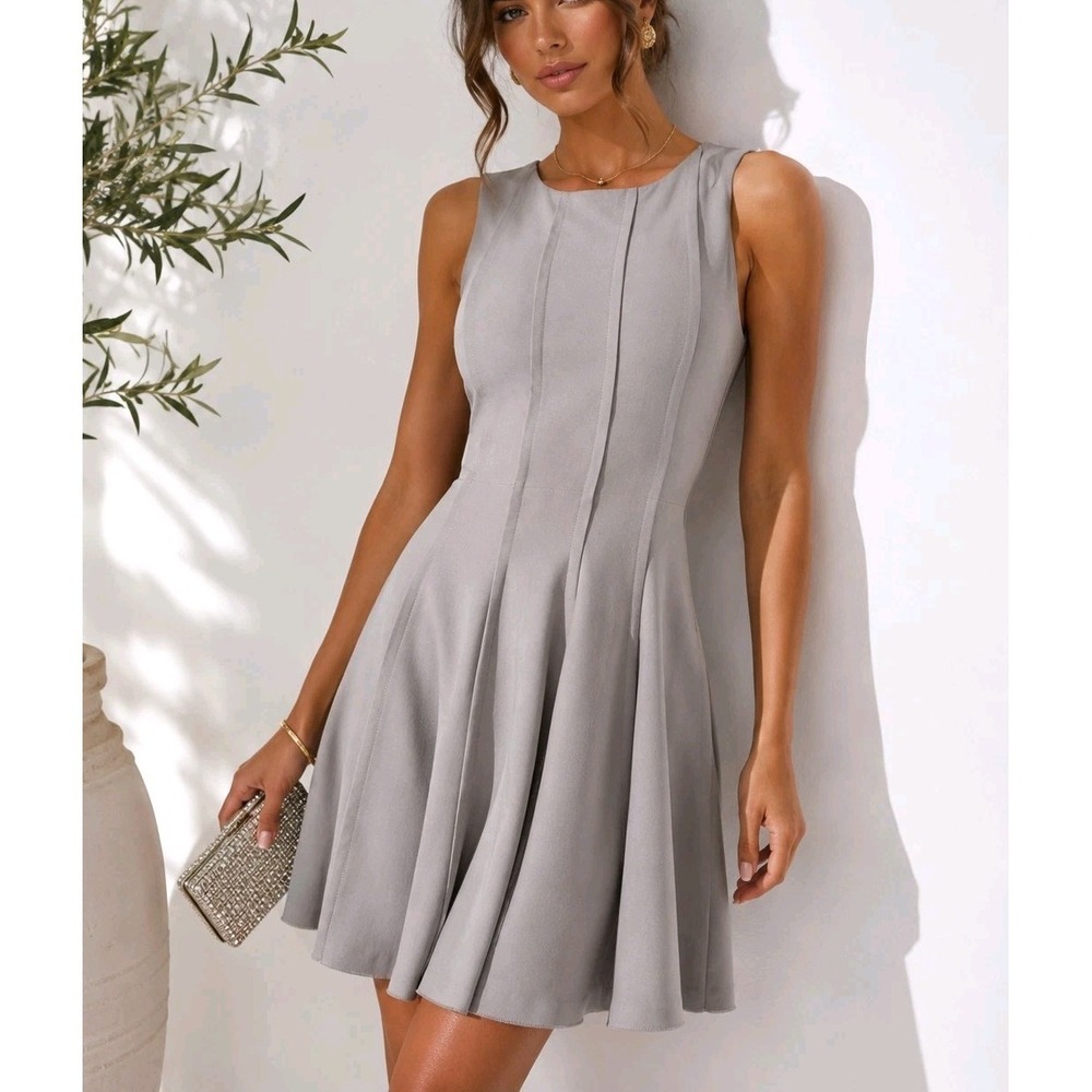 Boutique by Tribe Taupe Fit Flare Dress XS NWT $299 Sleeveless A-Line